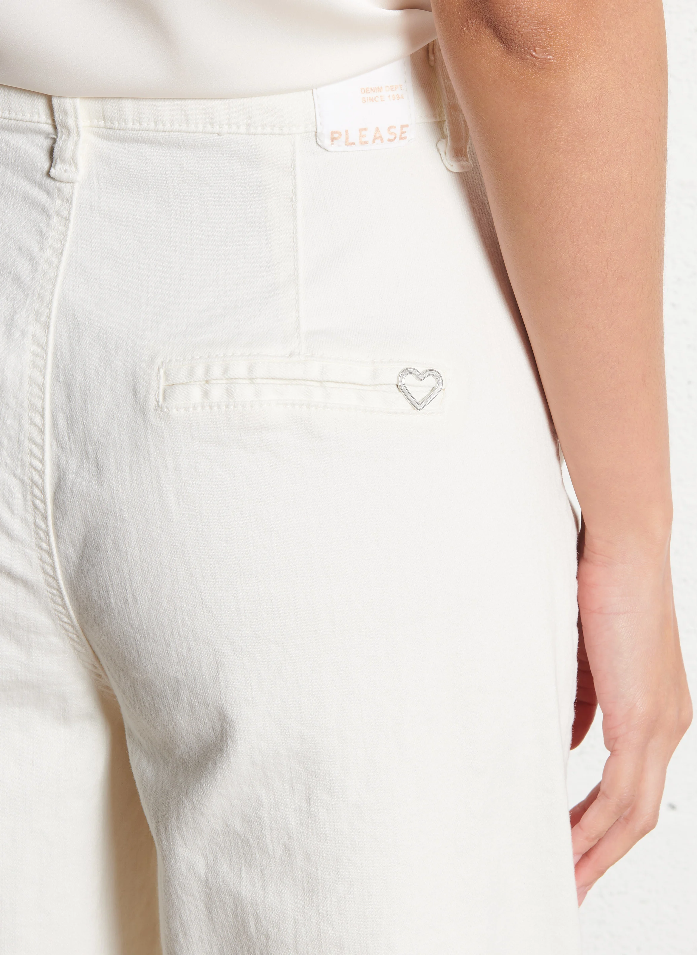 Jean boot-cut taille haute en coton mélangé | Blanc
