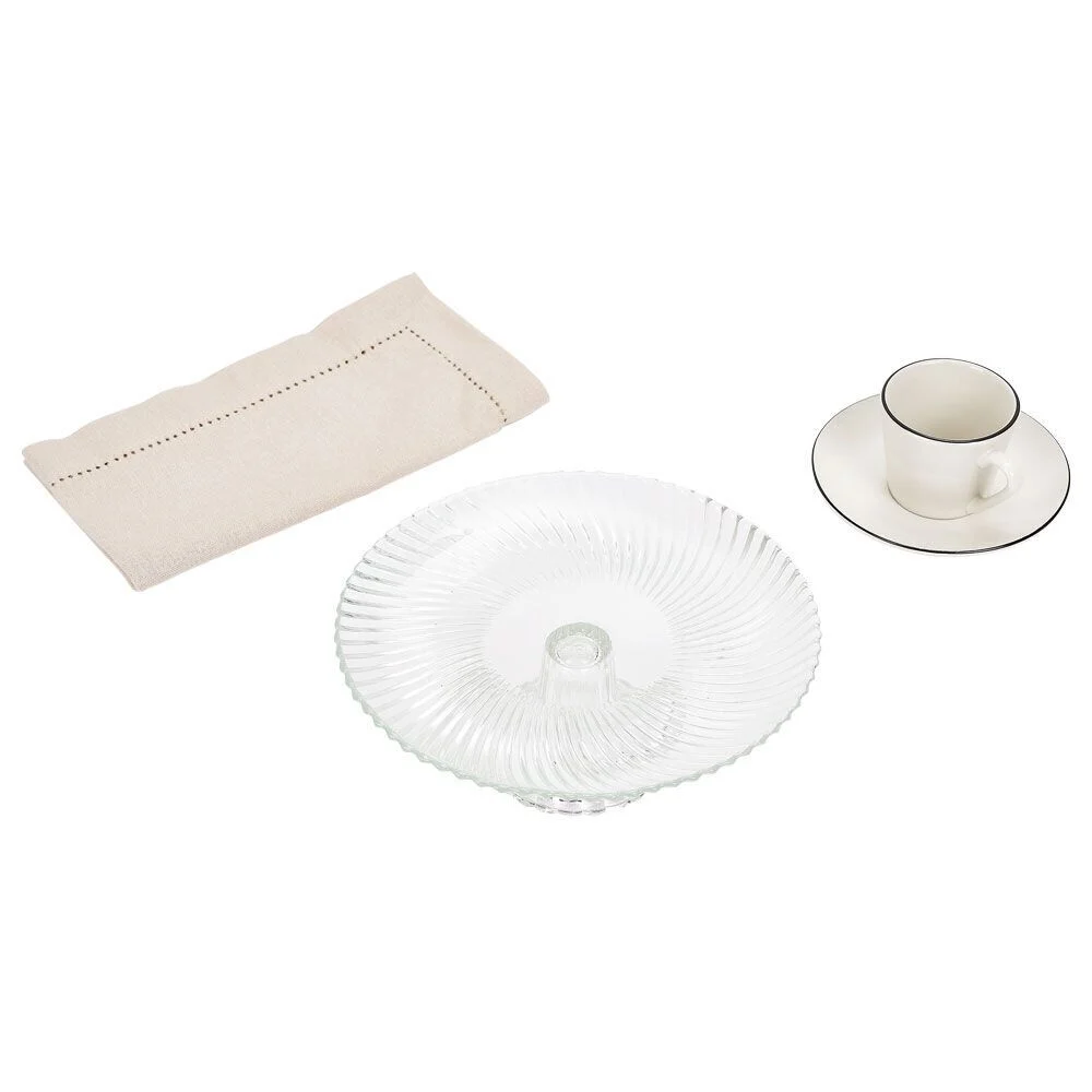 Assiette de présentation sur pied verre transparent Ø19,7xH8cm