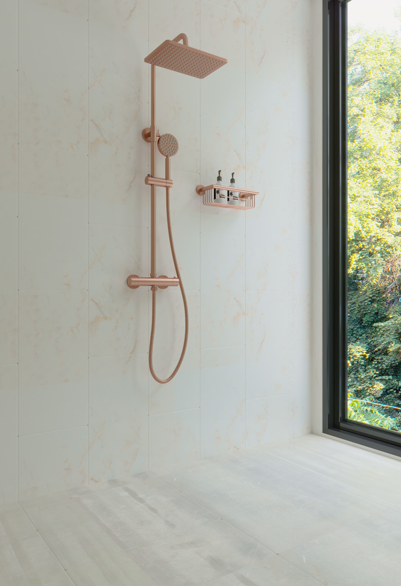 Saniclear Vision opbouw regendouche met 20x30cm hoofddouche geborsteld koper
