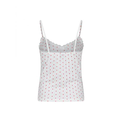 Neo Noir Lindsay Pointelle Heart Top, White, 36