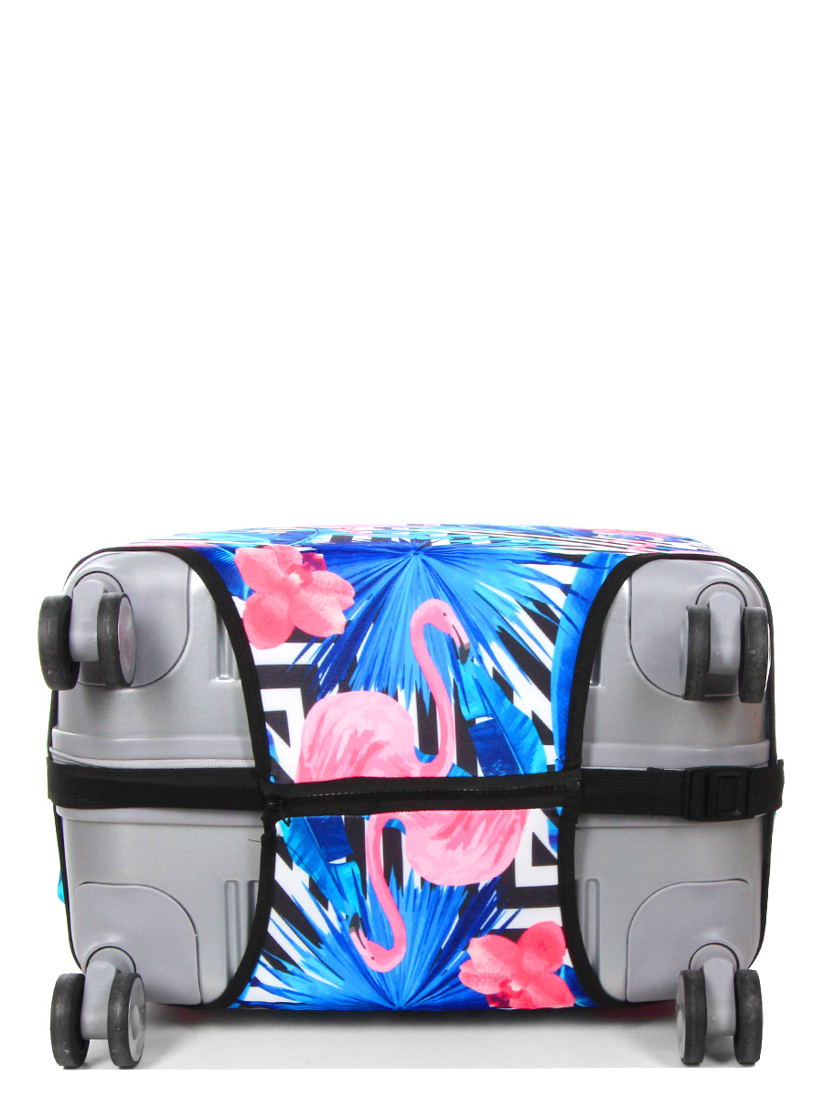 Housse de valise Periea Black & White Stripes with Flamingos M