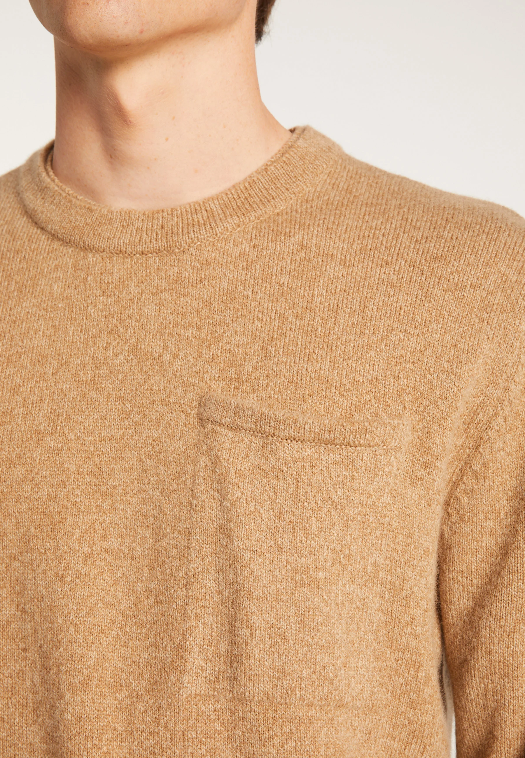 TYLANAH24 - Pull col rond en laine et cachemire | Marron