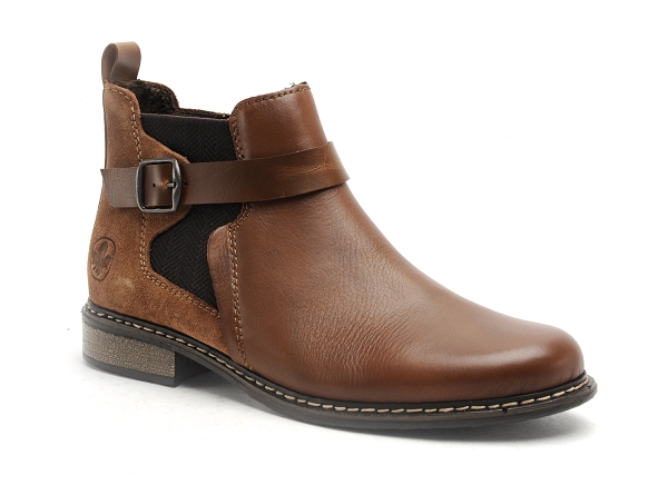 Rieker boots bottine plates femme z49a9 marron