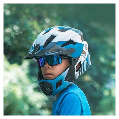 Lunettes de cyclisme polarisées pour enfants de 8 à 14 ans - noir et bleu