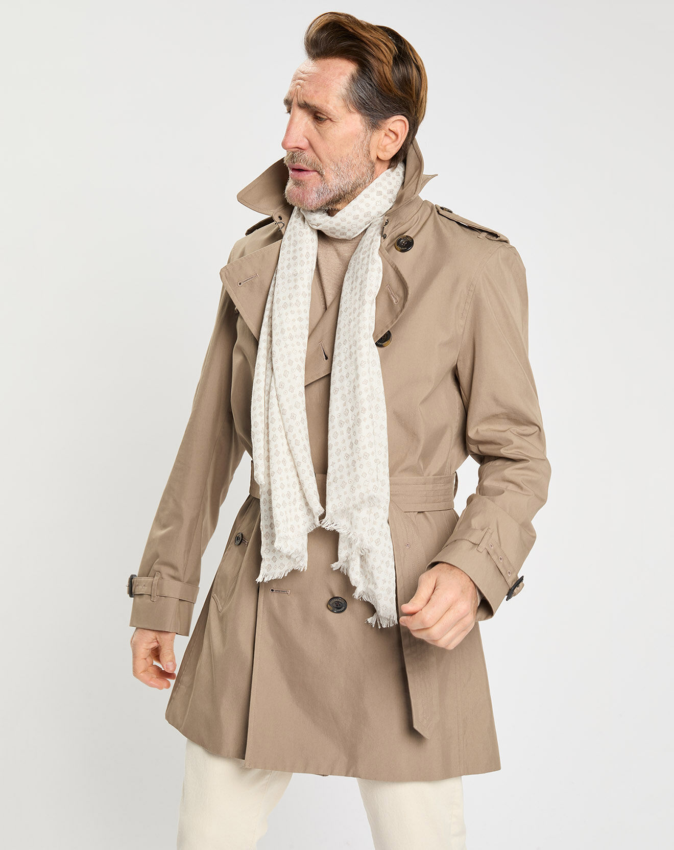 Hackett London Chèche en Laine mélangée imprimé écru - 180x50 cm