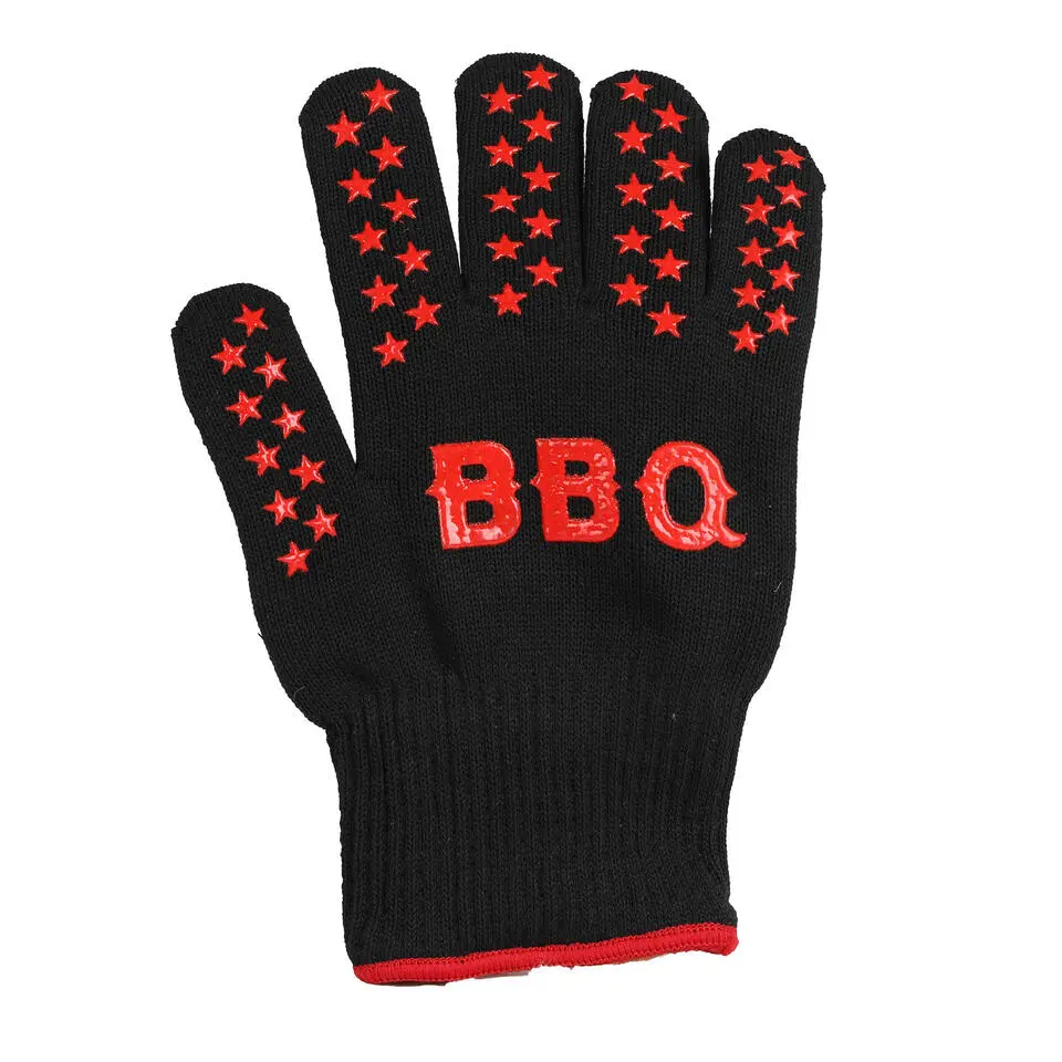 Elite BBQ handschoenen - hittebestendig 250 graden - zwart/rood