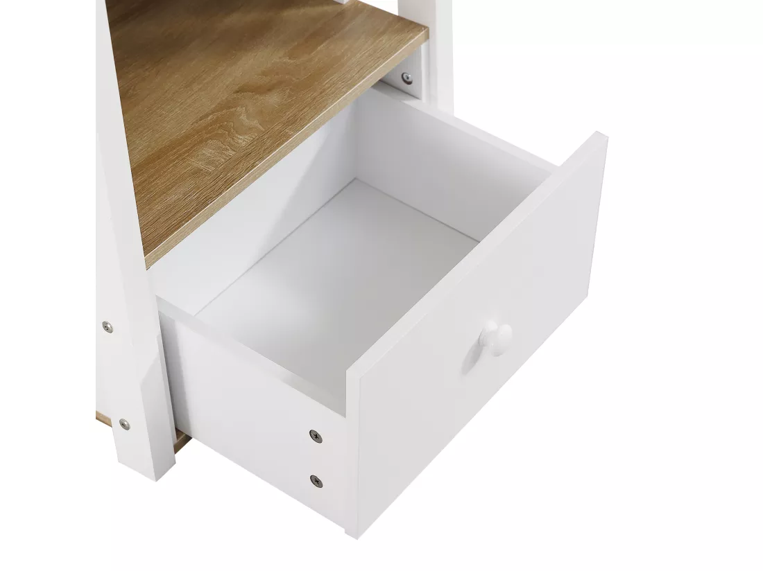 Lit mezzanine en bois - 90x200 cm - avec bureau、étagères et escalier de rangement - Blanc