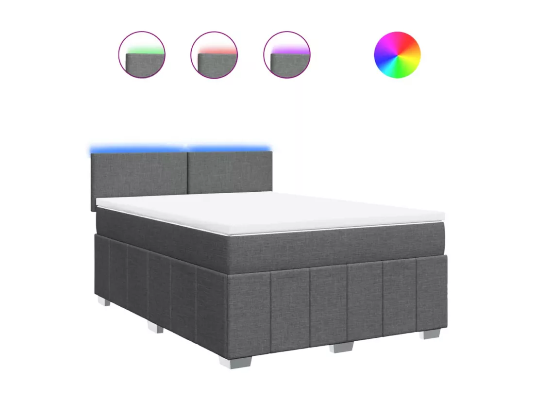Sommier à lattes de lit avec matelas Gris foncé 140x190cm Tissu