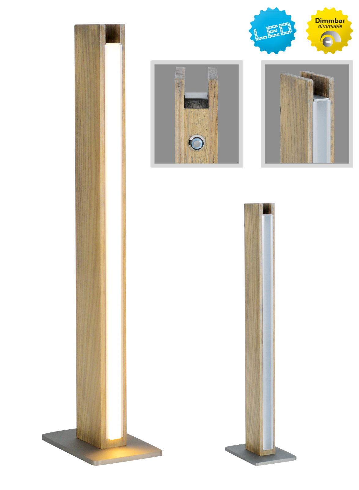 LED-Tischleuchte STRAIGHT - braun - dimmbar - 51 cm