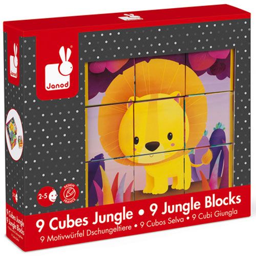 Janod blokpuzzel kubkid jungledieren - 9st
