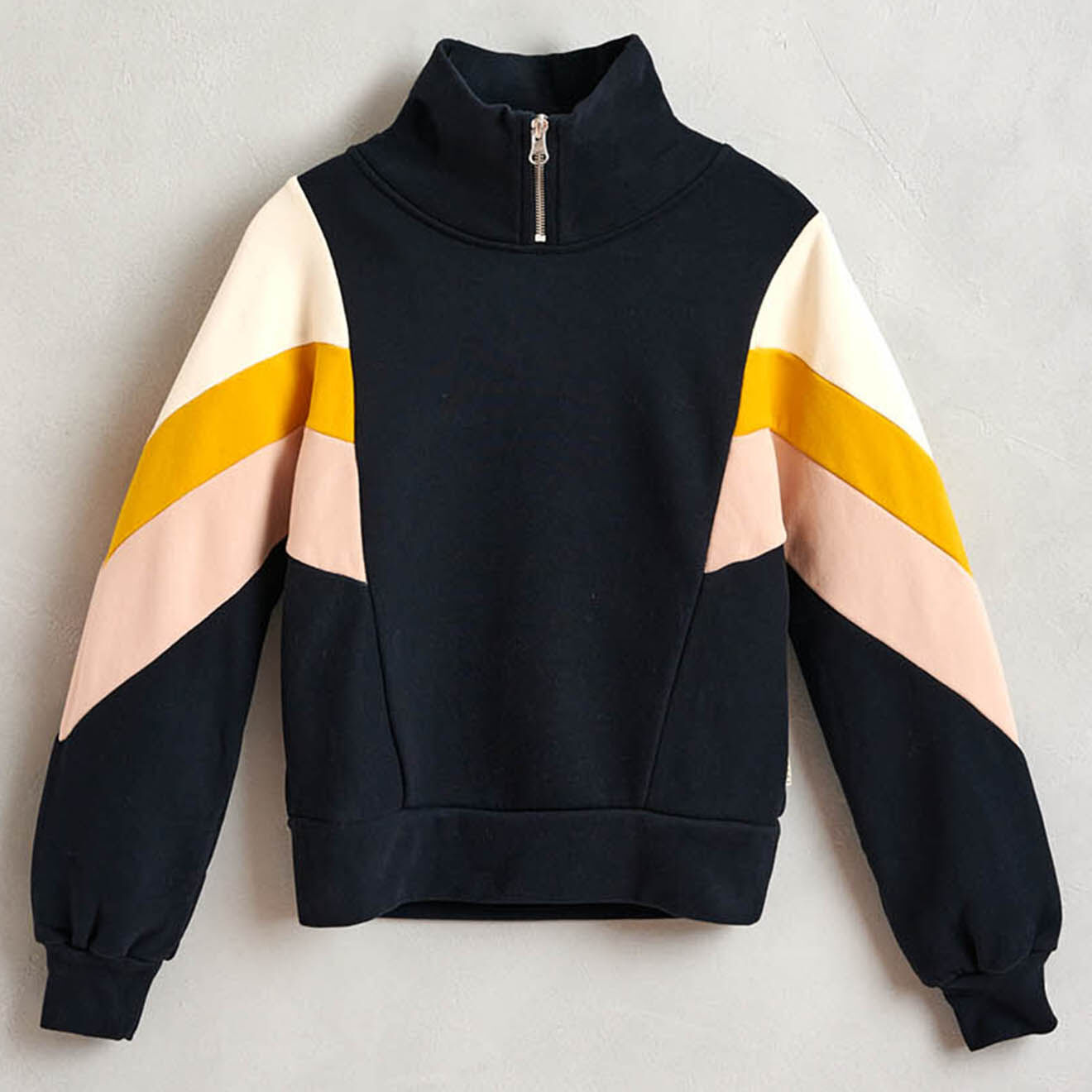 Bellerose Sweat Fanchon en Coton col zippé bleu marine