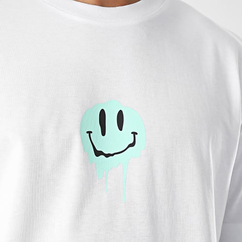 Tee Shirt Oversize Large Dripping Smiles Blanc Vert