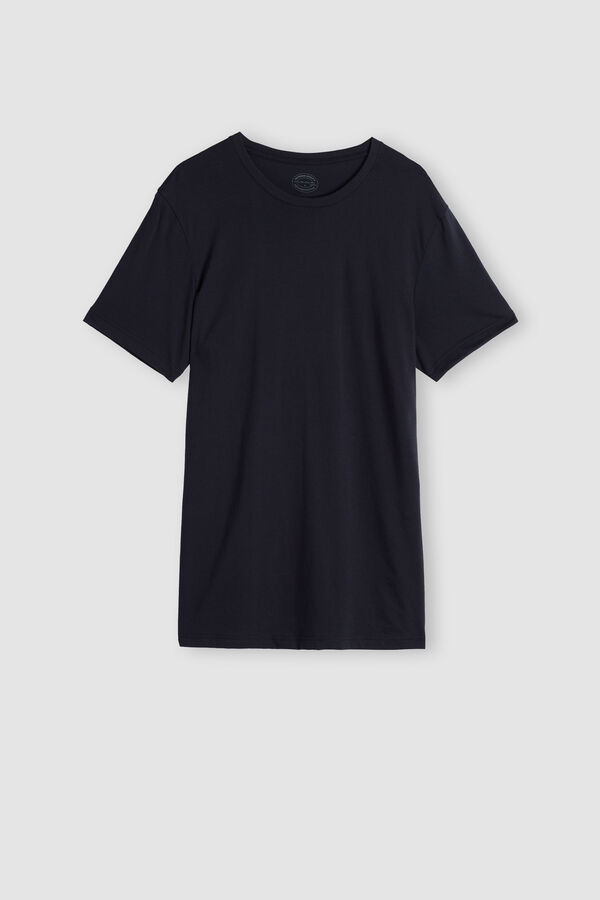 Camiseta de manga curta e gola redonda em algodão Supima®