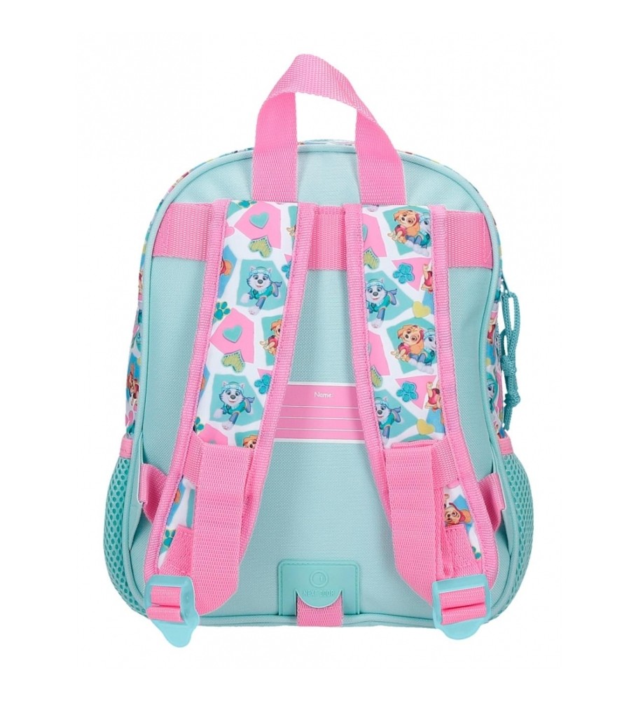 Mochila pré-escolar Joumma Bags Paw Patrol Friendship Fun, 28 cm, adaptável a carrinho, turquesa.