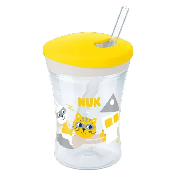 Copo de Treinamento Nuk Action Cup com Canudo +12 meses 230ml Amarelo
