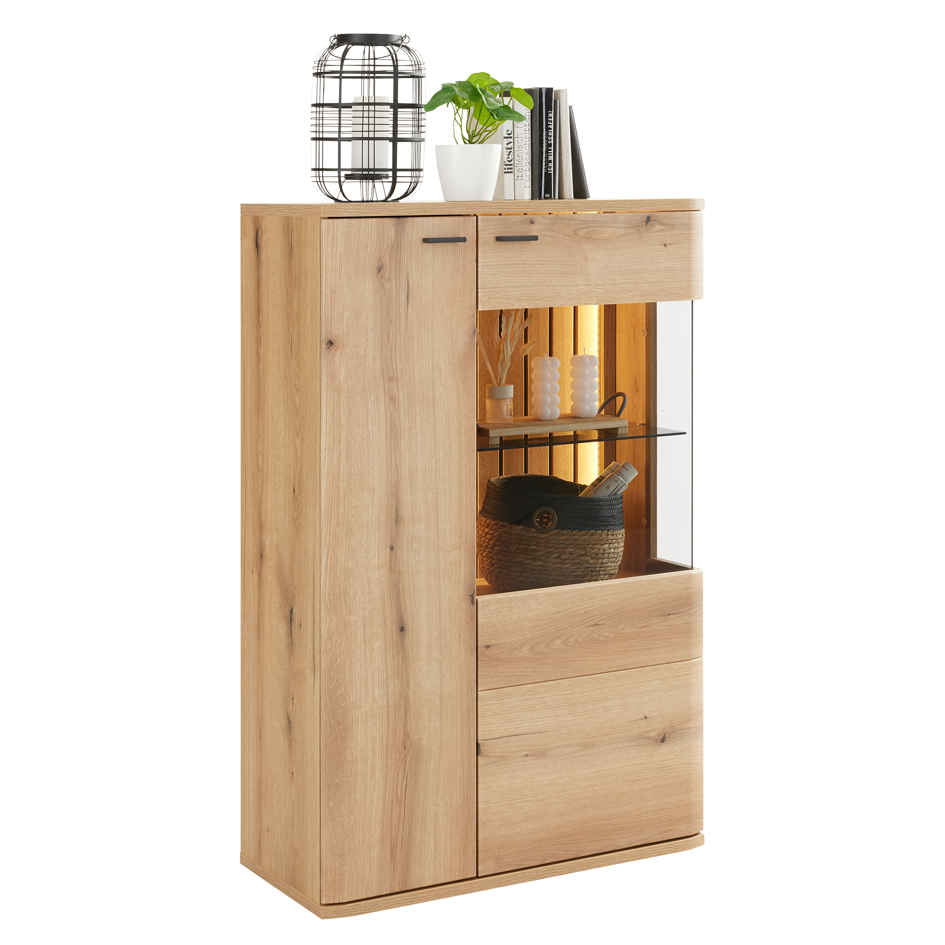 Highboardvitrine - Evoke Eiche - 124 cm