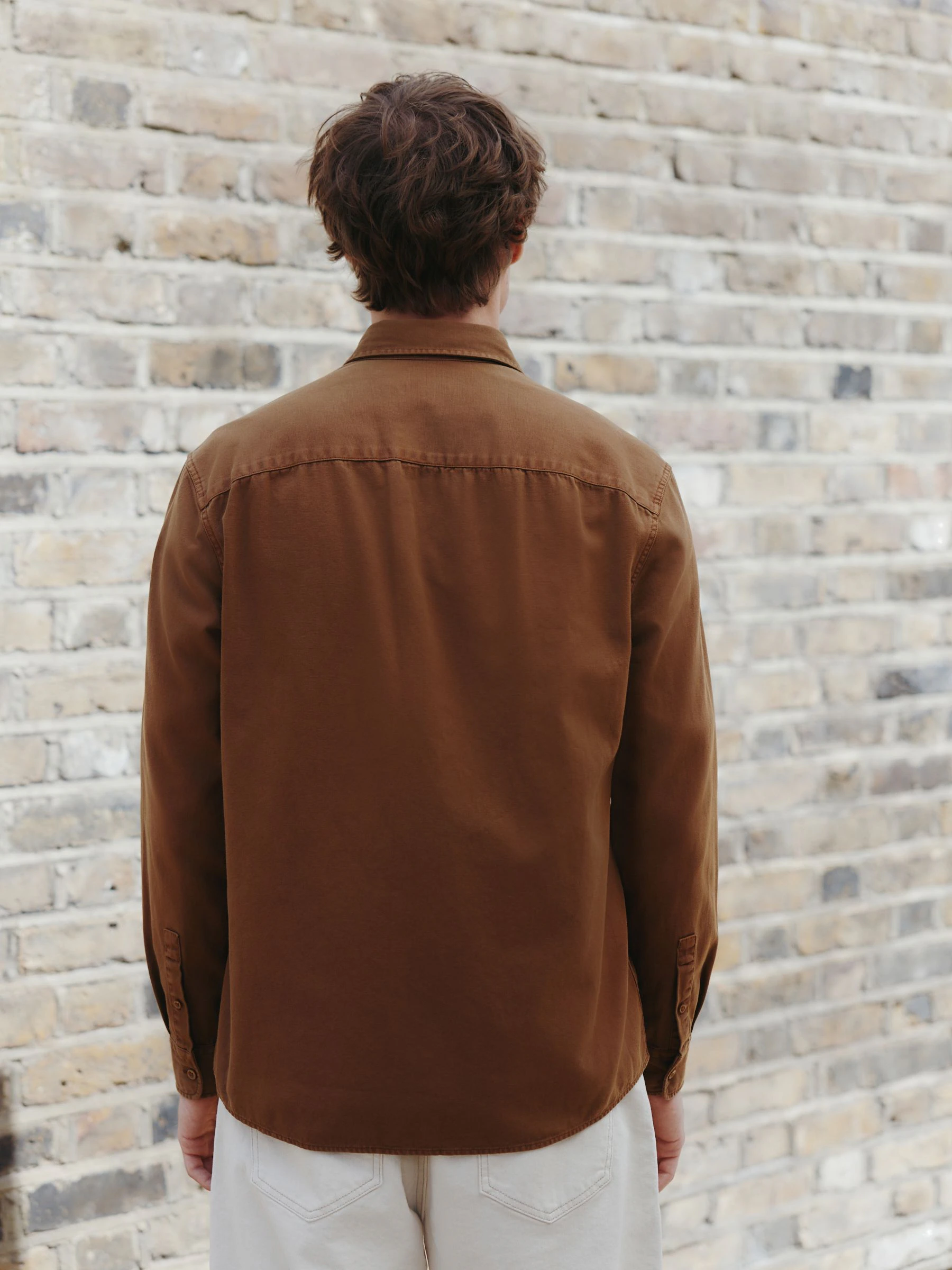 Lichtbruin - Long Sleeve Garment Dyed Oxford Shirt