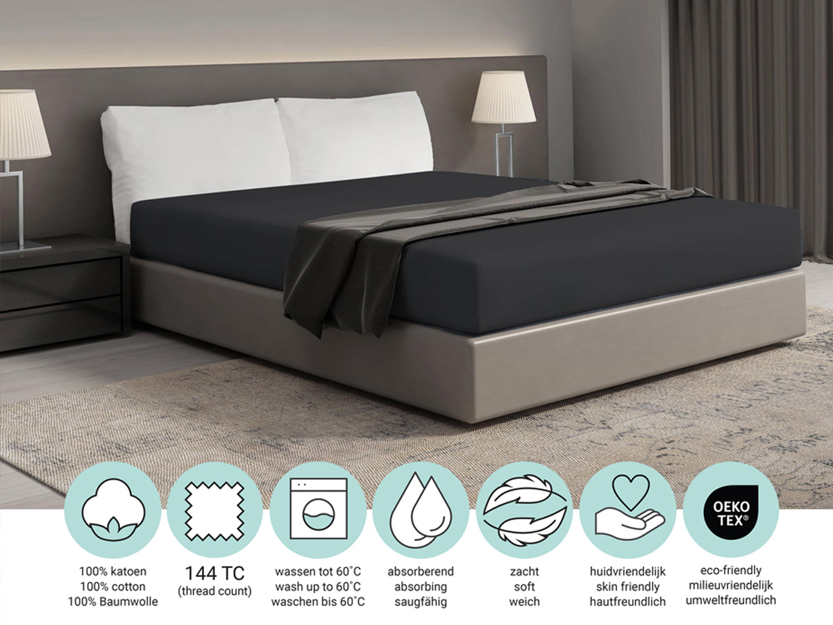DoubleDry Home 90 x 200 cm hoeslaken - zwart