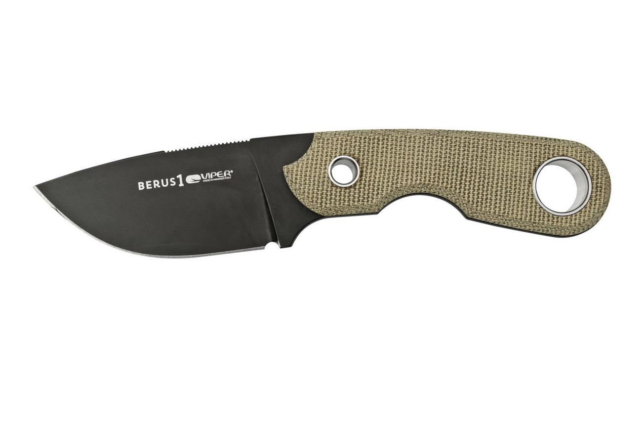 Viper Berus 1 VT4012DCG M390 PVD Black, Green Canvas Micarta vaststaand mes, Rumici design