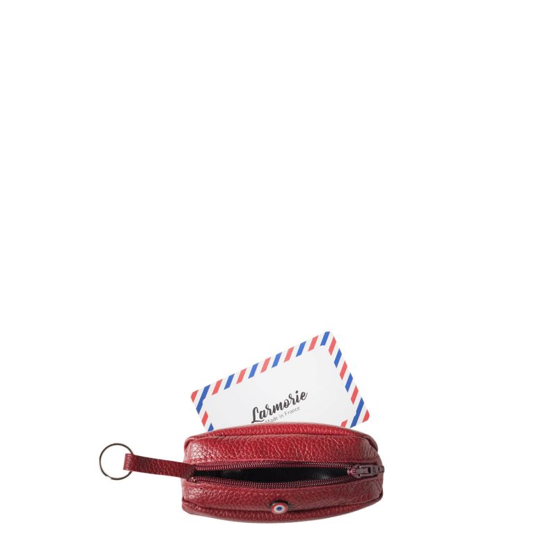 Porte-monnaie Charles Cuir Grainé Rubis rouge