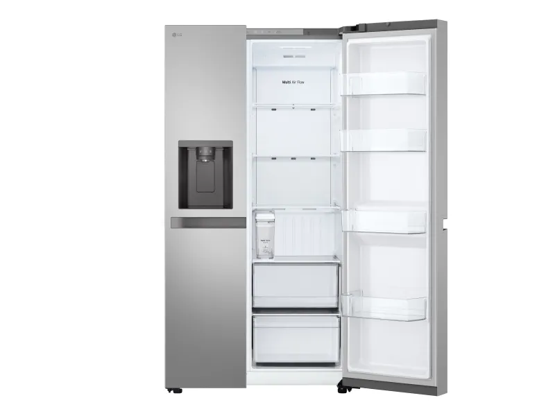 LG GSLC41PYPE - Køleskab/fryser - side-by-side med vanddispenser, isdispenser - bredde: 91.3 cm - dybde: 73.5 cm - højde: 179 cm - 641 liter - Klasse E - prime-sølv