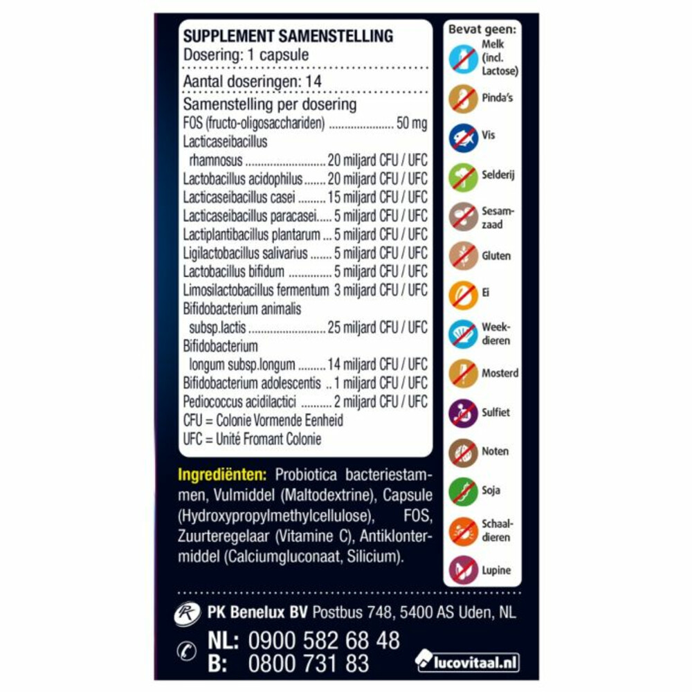 Lucovitaal Super Pre & Probiotica 120 Miljard Bacteriën14 capsules