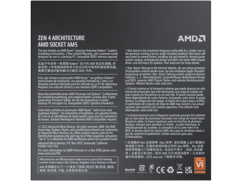 AMD CPU Ryzen 7 7700 3.8 GHz Prozessor mit 8 Kernen, 16 Threads und einer Leistungsaufnahme von 65 W