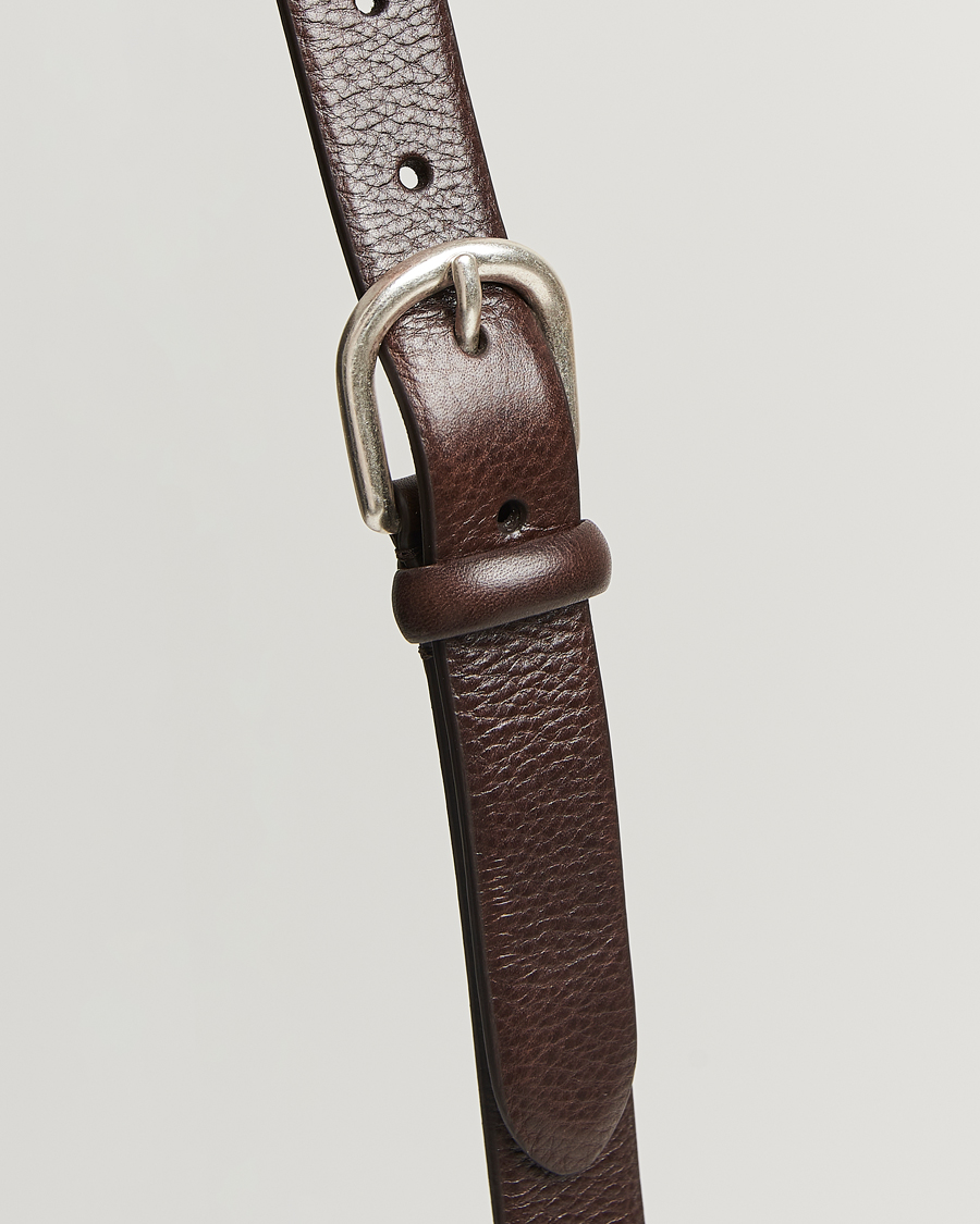 Anderson's Grained Leather Belt 2,5 cm Dark Brown