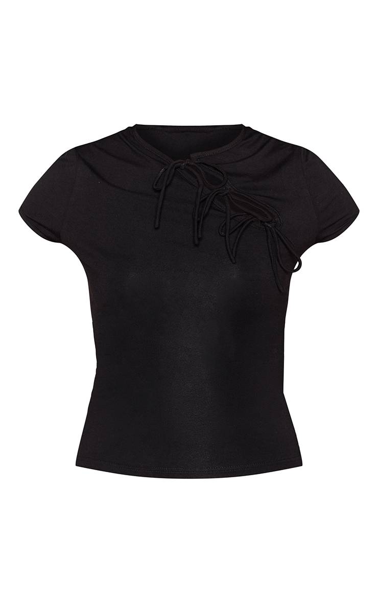 Noir T-shirt En Jersey À Manches Courtes Avec Détail Noué