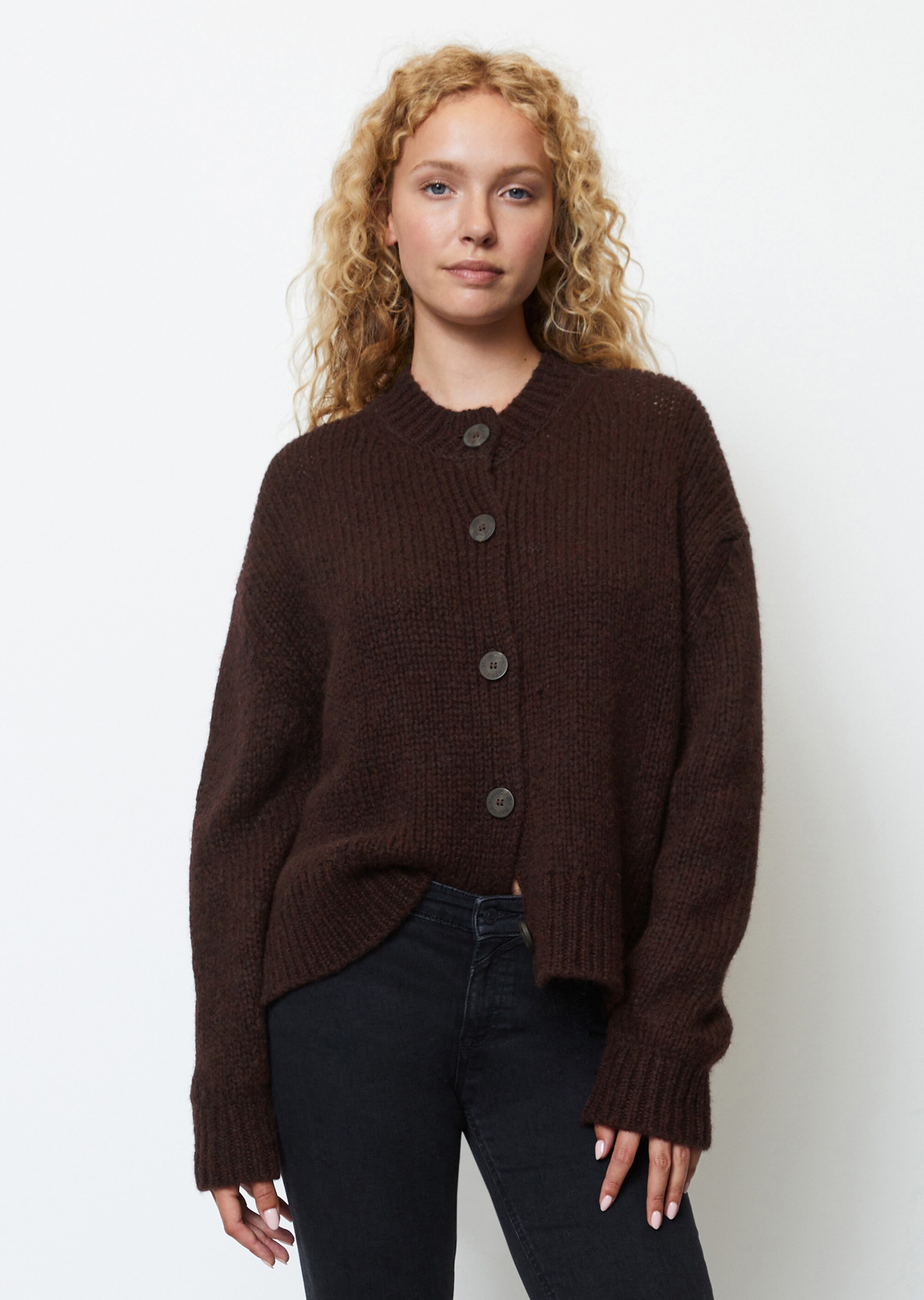 Softer Rundhals-Cardigan cropped aus kuscheligem Garn-Mix