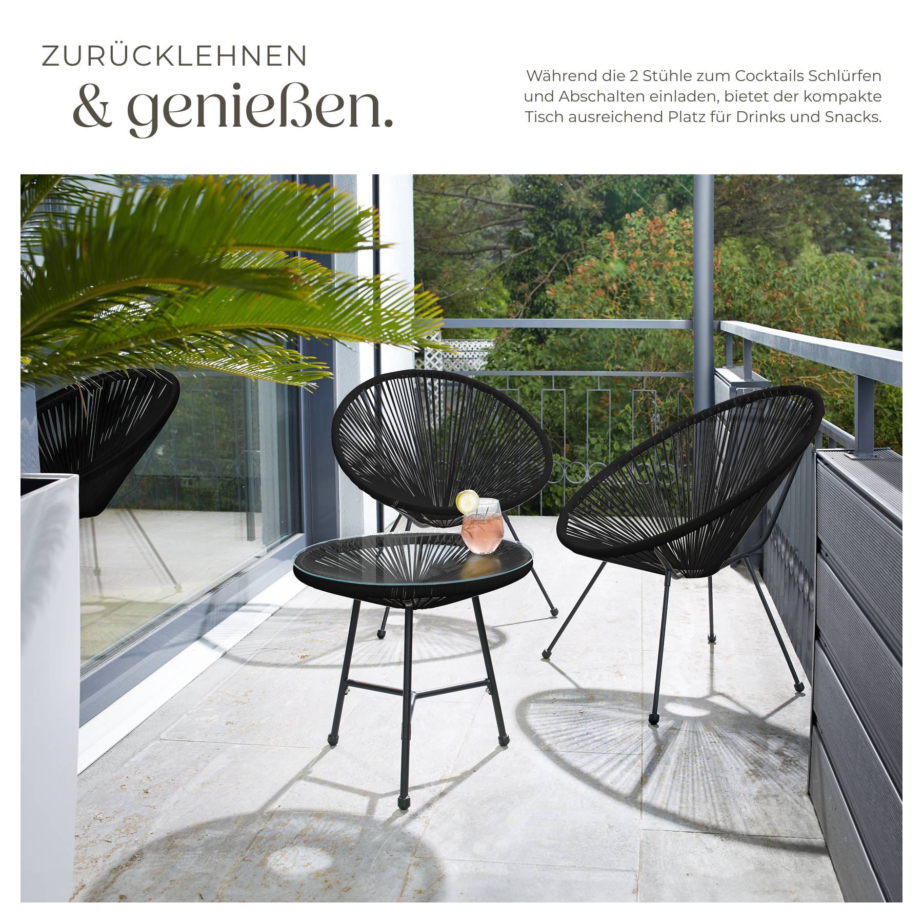 2 Gartenstühle Santana mit Tisch