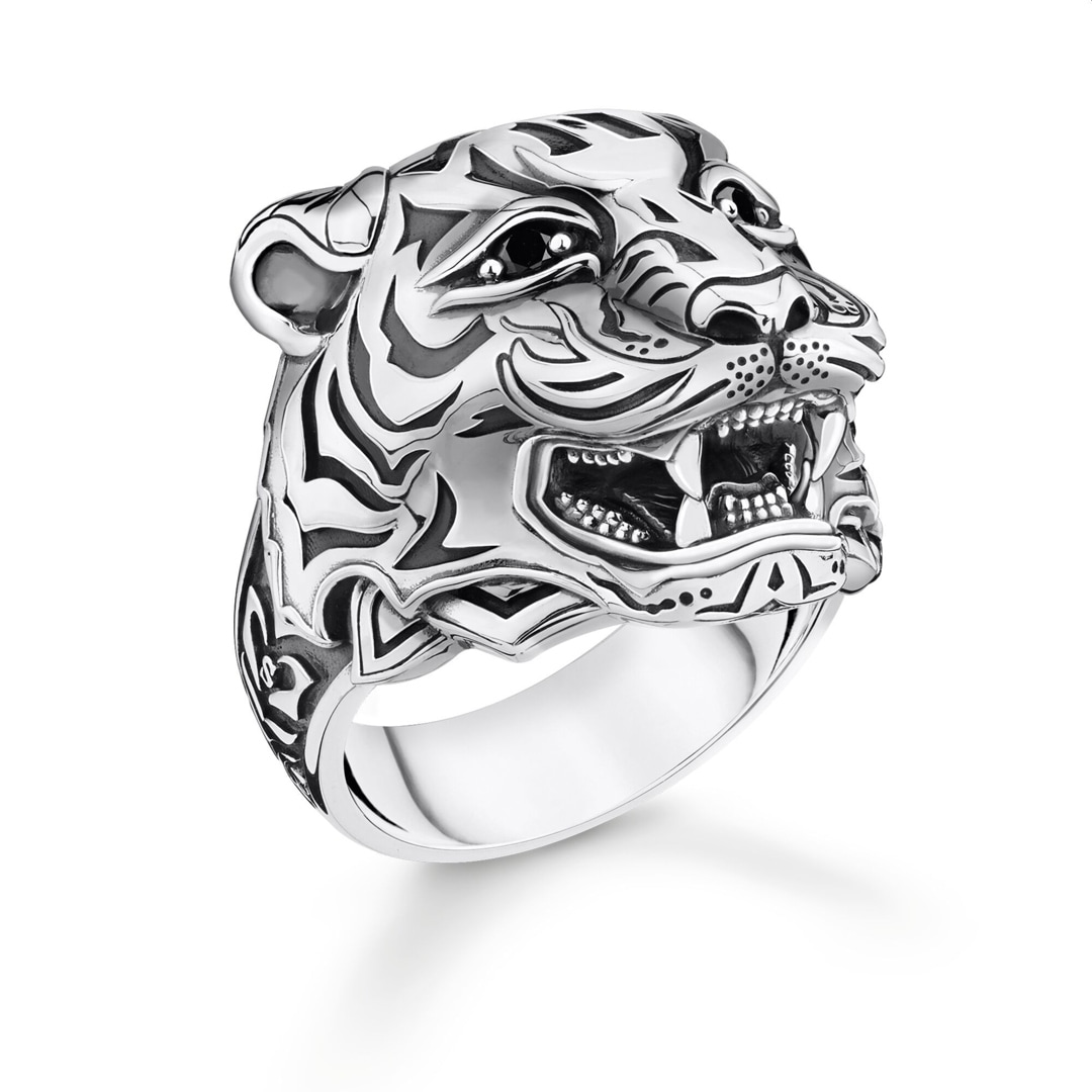 Thomas Sabo Sterling Silver Rebel at Heart Ring Tiger Silber