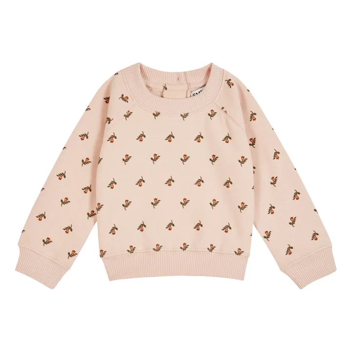 Emile et Ida Sweat Coton Bio Fleurs | Rose pâle