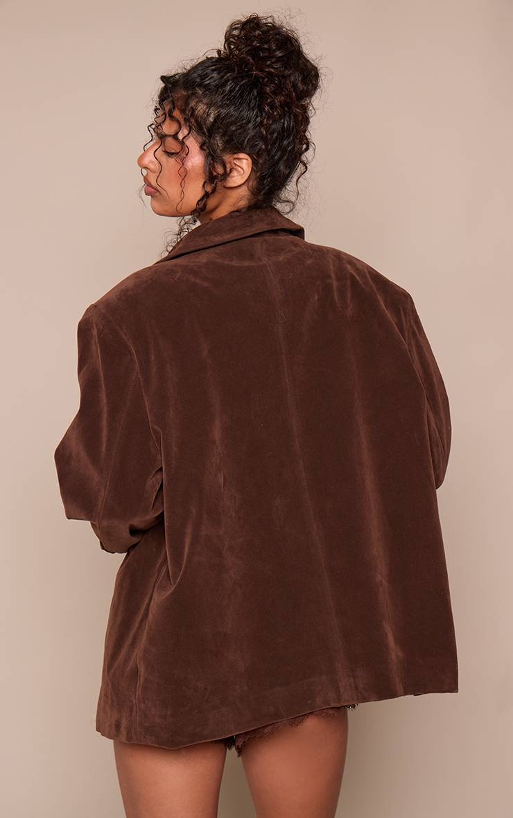Chocolat Blazer Boxy Asymétrique En Synthétique