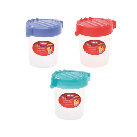 StylexPinselbecher mit Deckel, 36 Stück je 12x türkis, blau und rot