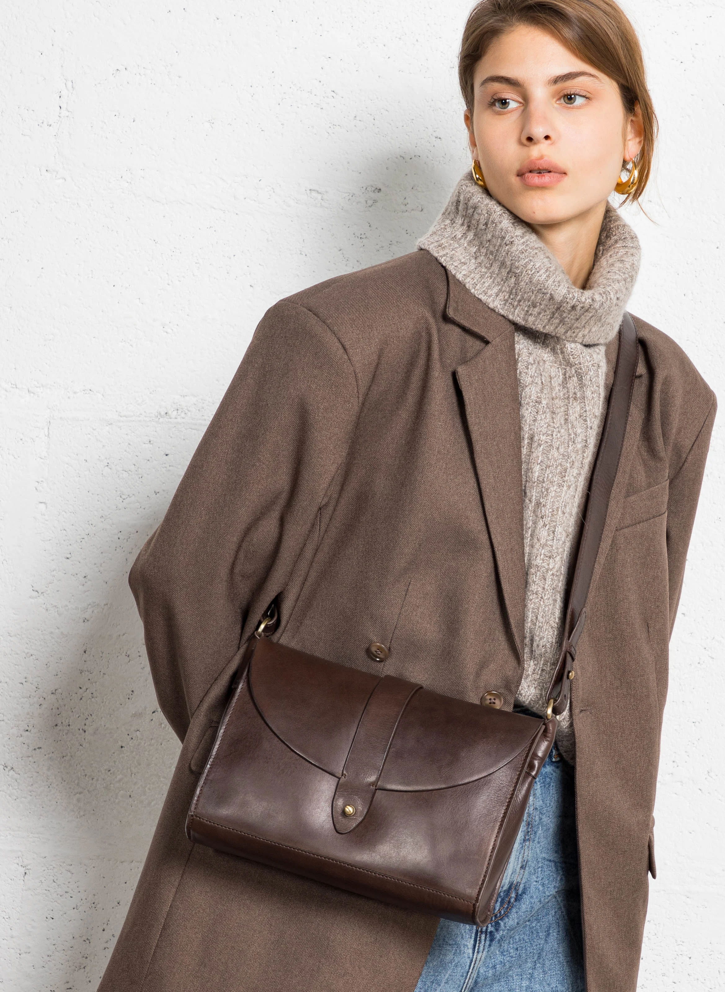 GABRIEL XL - Sac bandoulière en cuir | Marron