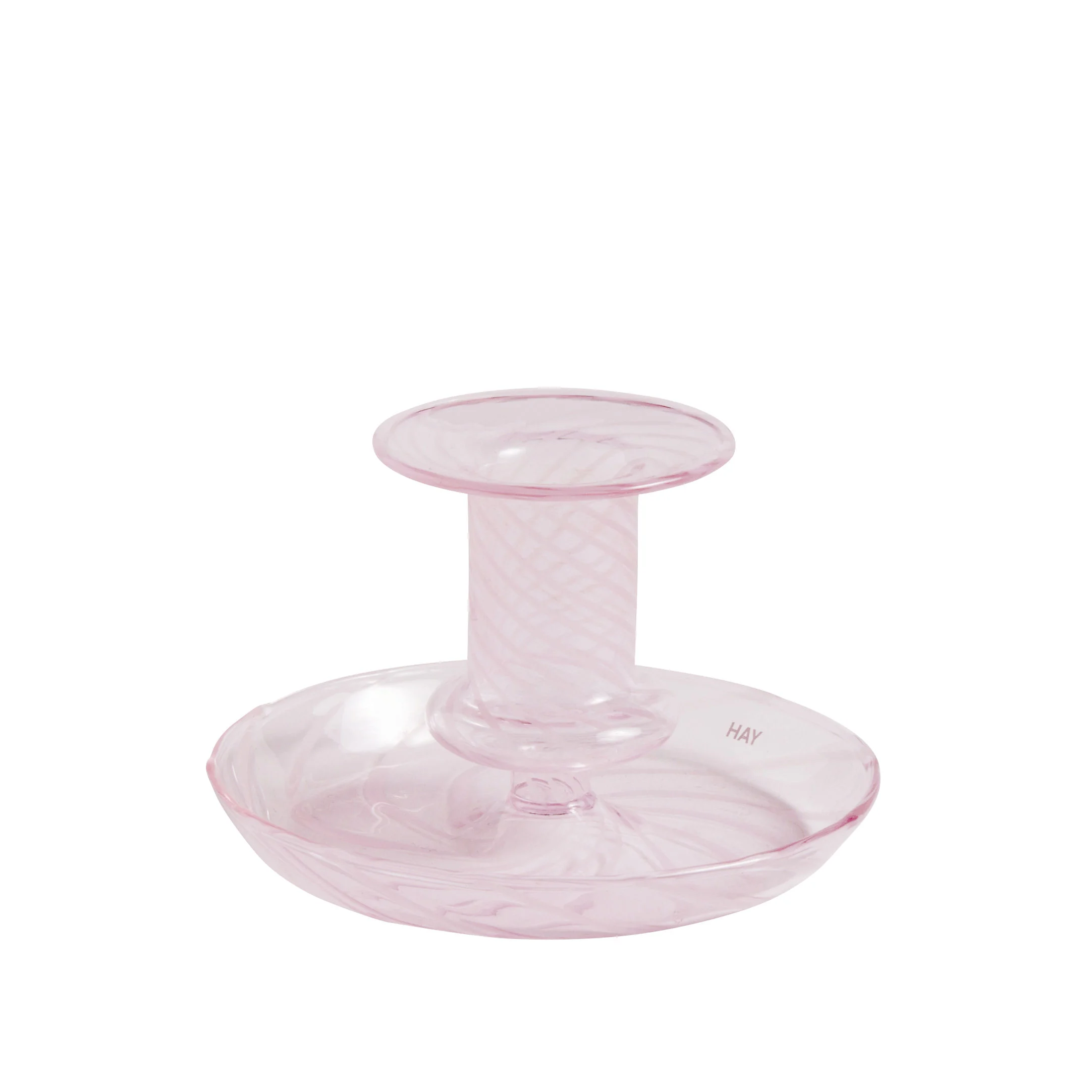 FLARE STRIPE MILK SMALL - Bougeoir verre | Rose