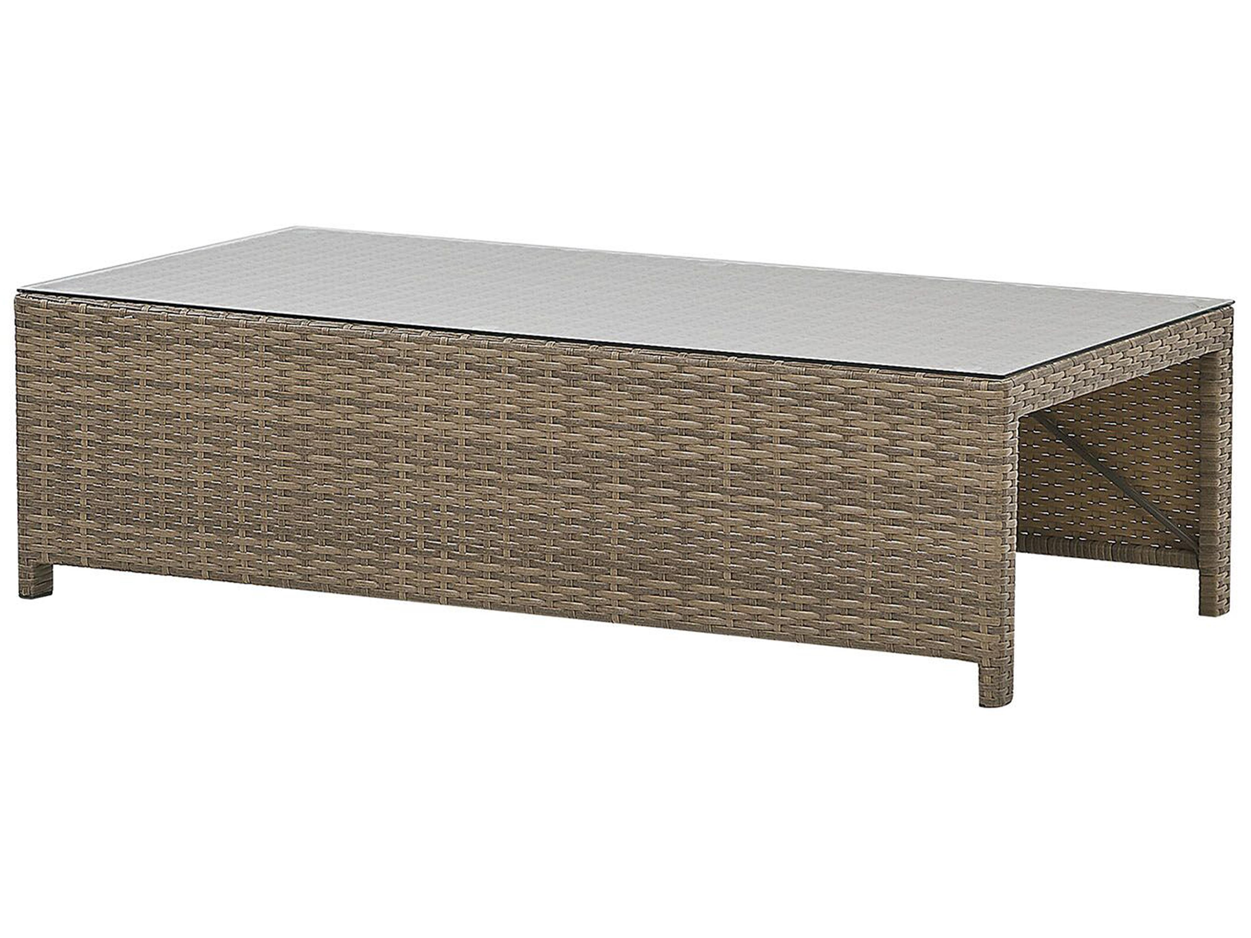 Loungeset met tafel en ottomaan 5-zits BELLUNO PE rotan Wit