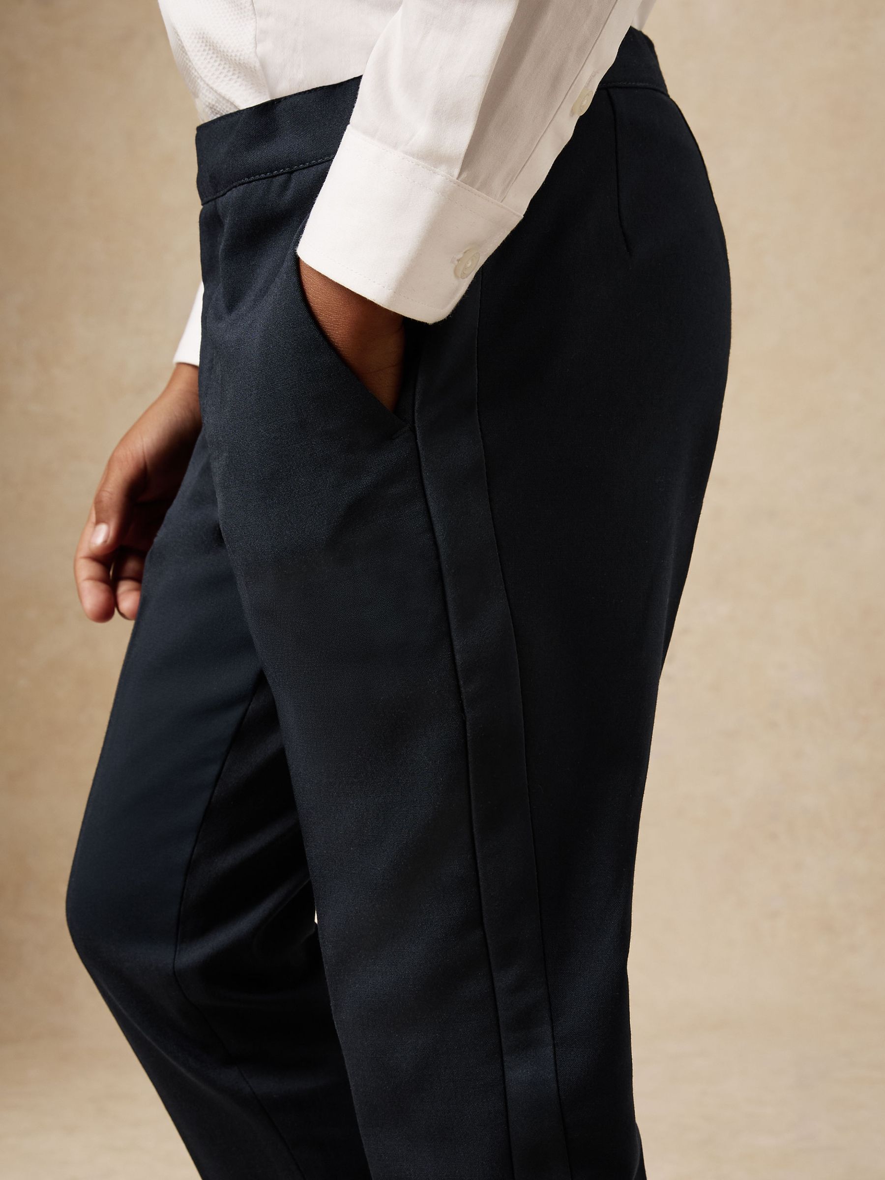 Marineblauw - Reiss Knightsbridge Tuxedo broek van satijn met strepen
