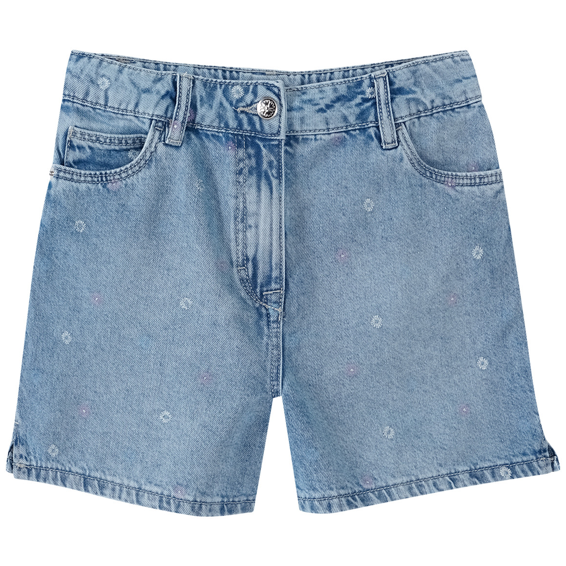 Yigga Mädchen Jeansshorts mit Blümchen-Print hellblau