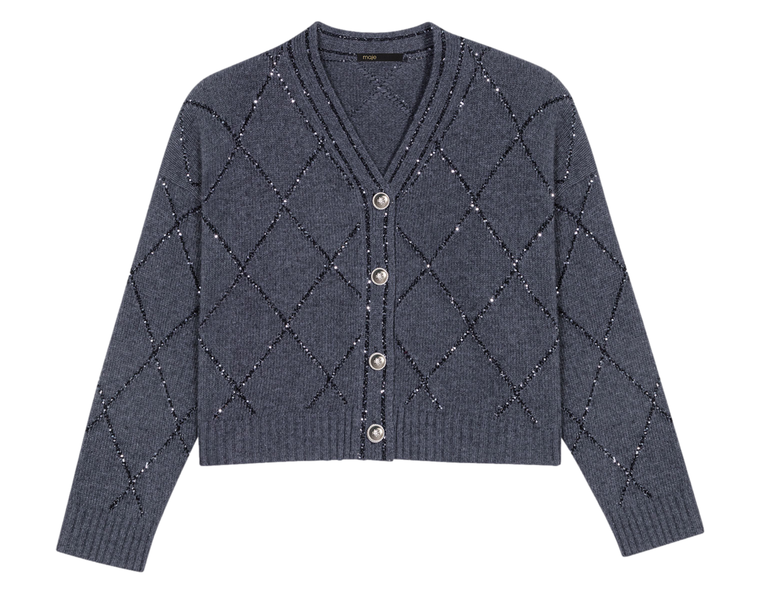 Cardigan droit en laine mélangée | Gris