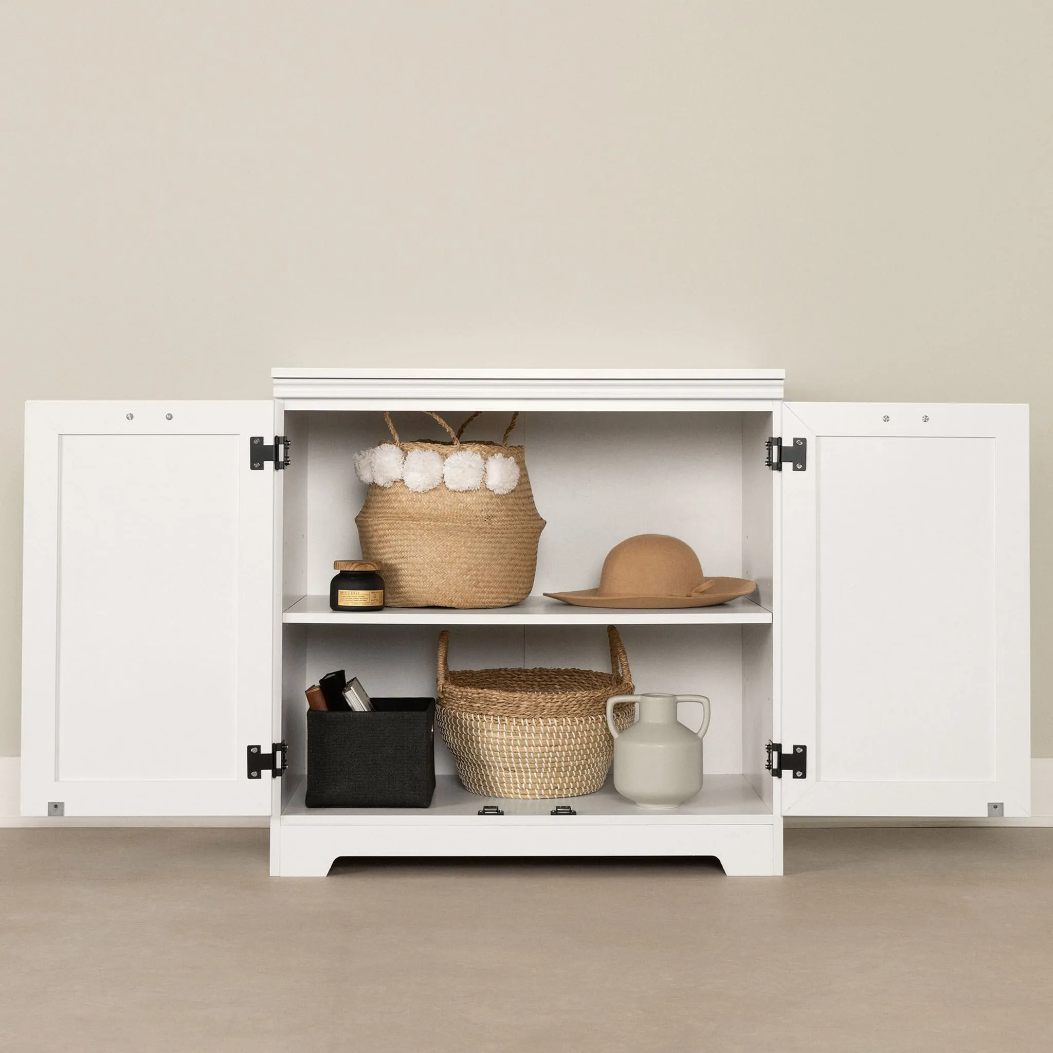 South Shore Armoire de rangement avec 2 portes - Farnel Blanc solide