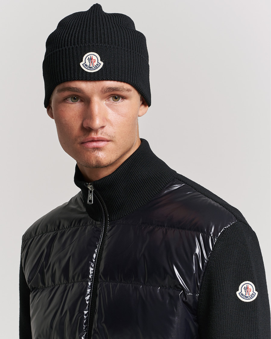 Moncler Rib Wool Beanie Black