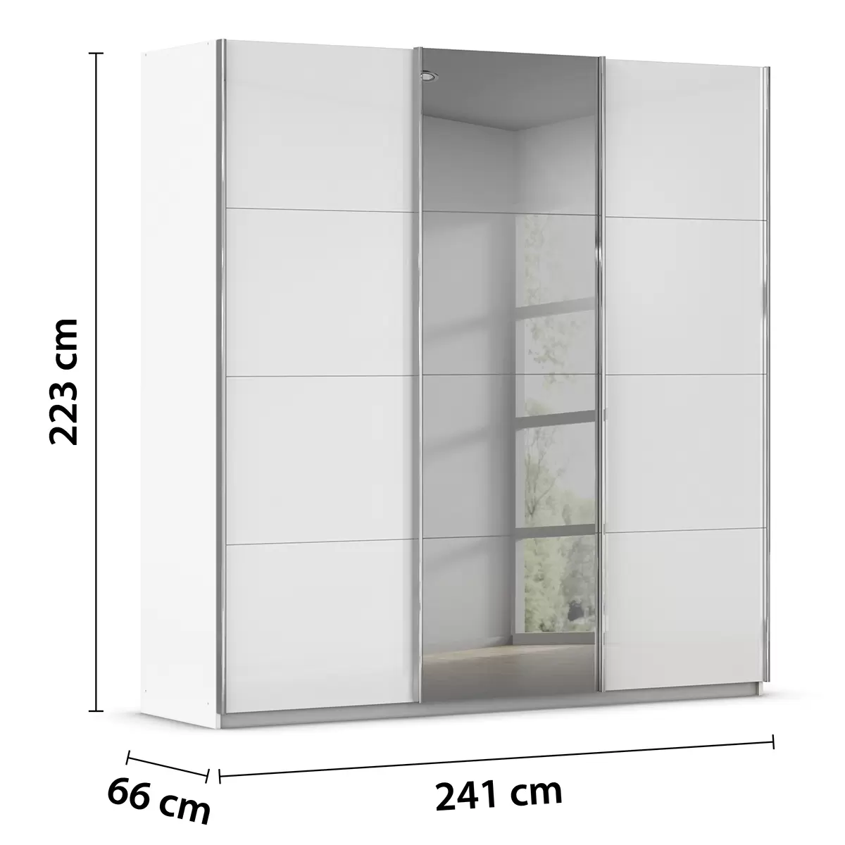 Schwebetürenschrank 3trg. Fifty weiss