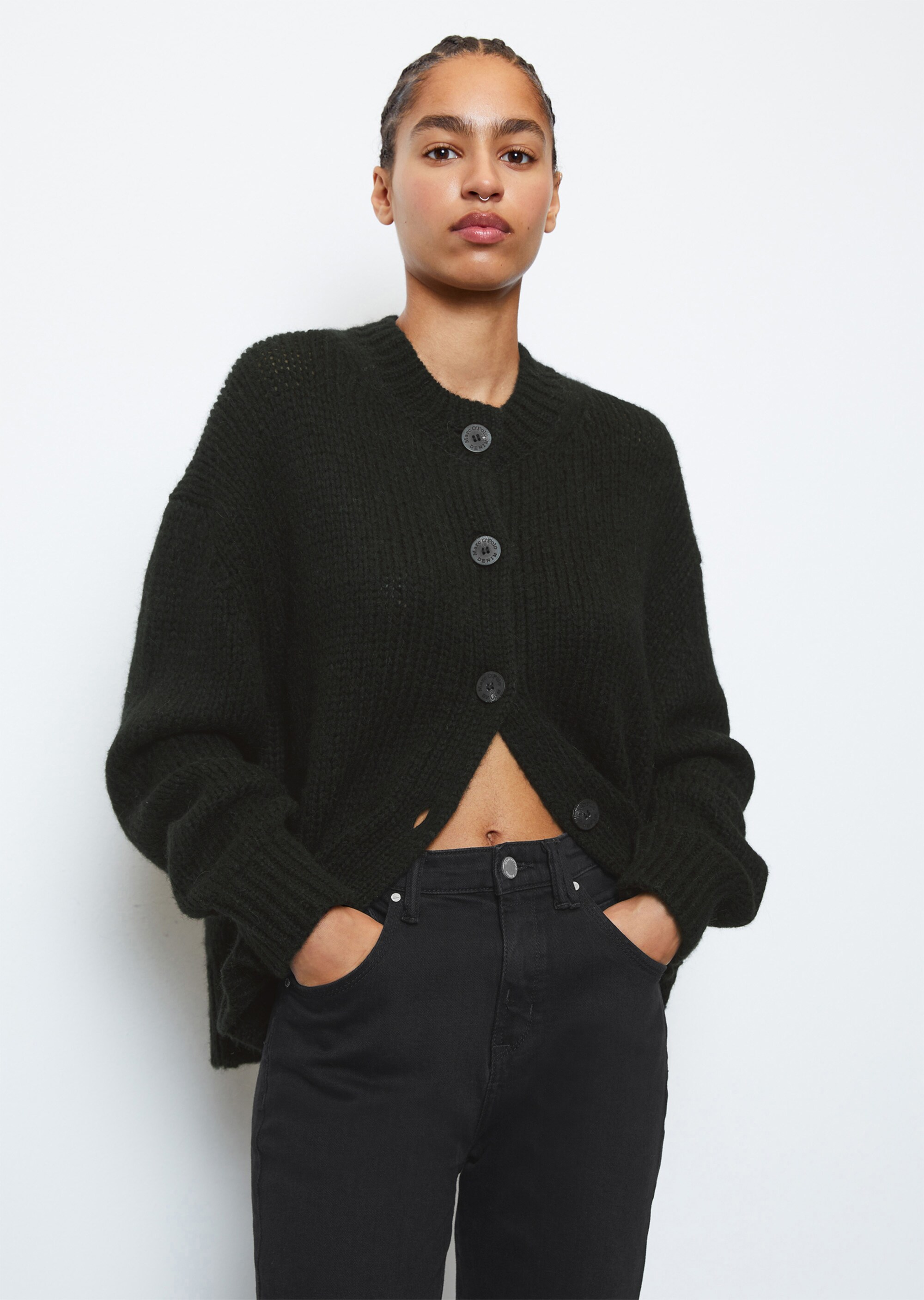 Softer Rundhals-Cardigan cropped aus kuscheligem Garn-Mix