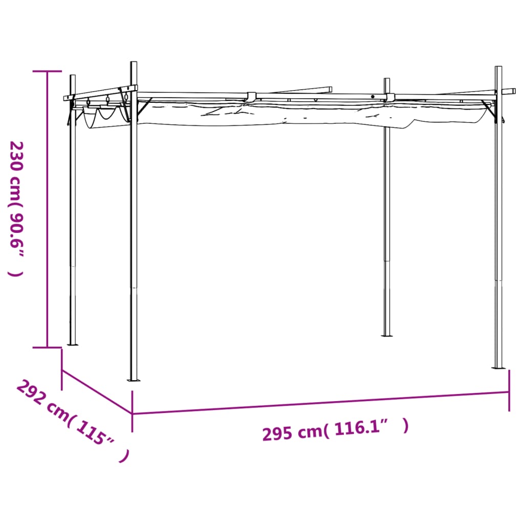 Pergola avec toit rétractable anthracite 295x292x230 cm