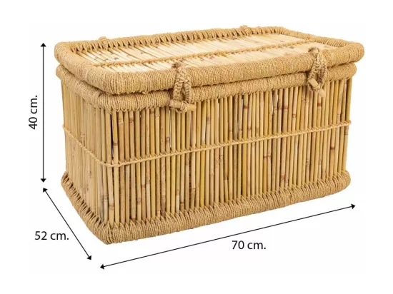 Lot de 2 paniers à linge en bambou 75x52x40