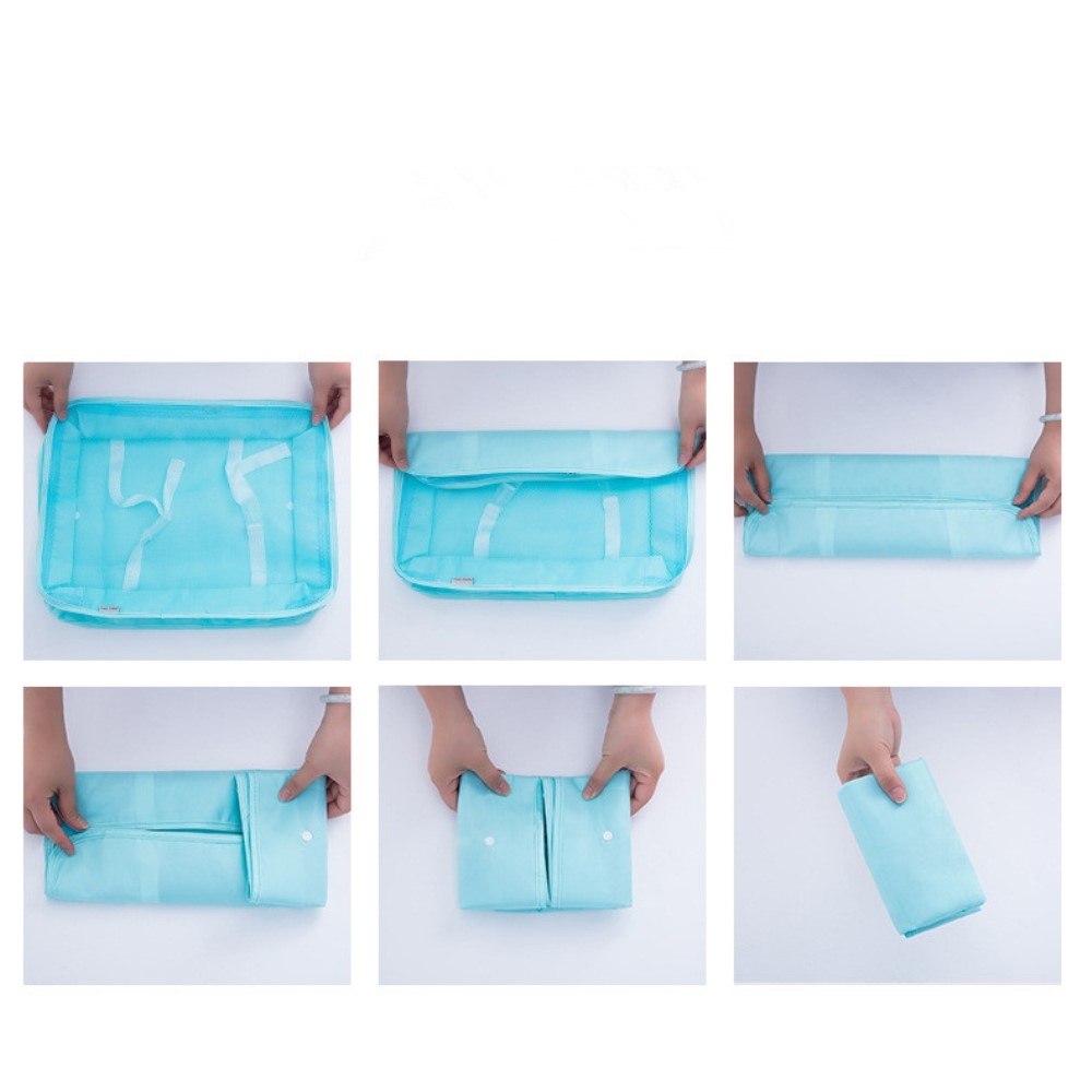(8er Set) Reise Aufbewahrungsbeutel Tasche für Reisegepäck - Hellblau