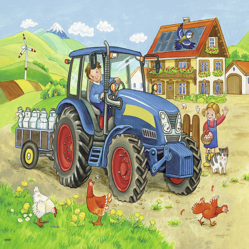 Ravensburger puzzelset Bouwplaats en boerderij - 2 x 12 stukjes