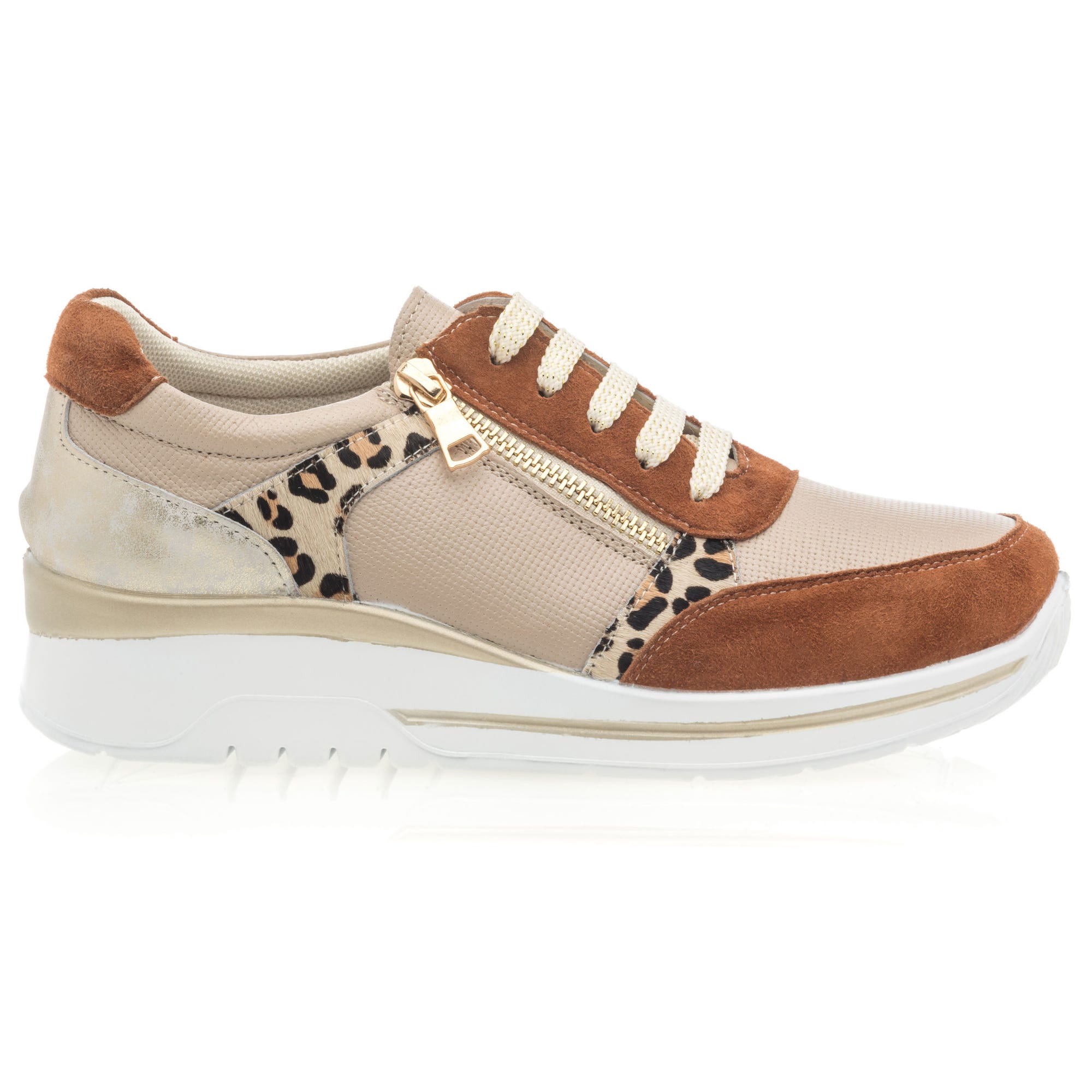 Baskets basses Femme en cuir cognac